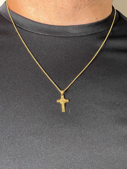18K GOLD CROSS NECKLACE, Crucifix Necklace, Jesus Cross, Real Gold ,For Men ,For Women ,Birthday Gift, For Him ,For Her, Anniversary Gift.