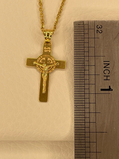 18K GOLD CROSS NECKLACE, Crucifix Necklace, Jesus Cross, Real Gold ,For Men ,For Women ,Birthday Gift, For Him ,For Her, Anniversary Gift.