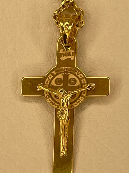 18K GOLD CROSS NECKLACE, Crucifix Necklace, Jesus Cross, Real Gold ,For Men ,For Women ,Birthday Gift, For Him ,For Her, Anniversary Gift.
