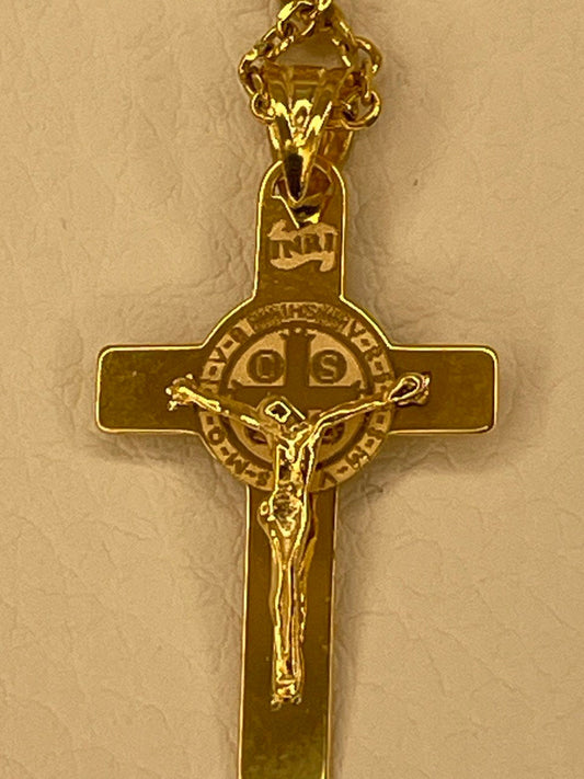 18K GOLD CROSS NECKLACE, Crucifix Necklace, Jesus Cross, Real Gold ,For Men ,For Women ,Birthday Gift, For Him ,For Her, Anniversary Gift.