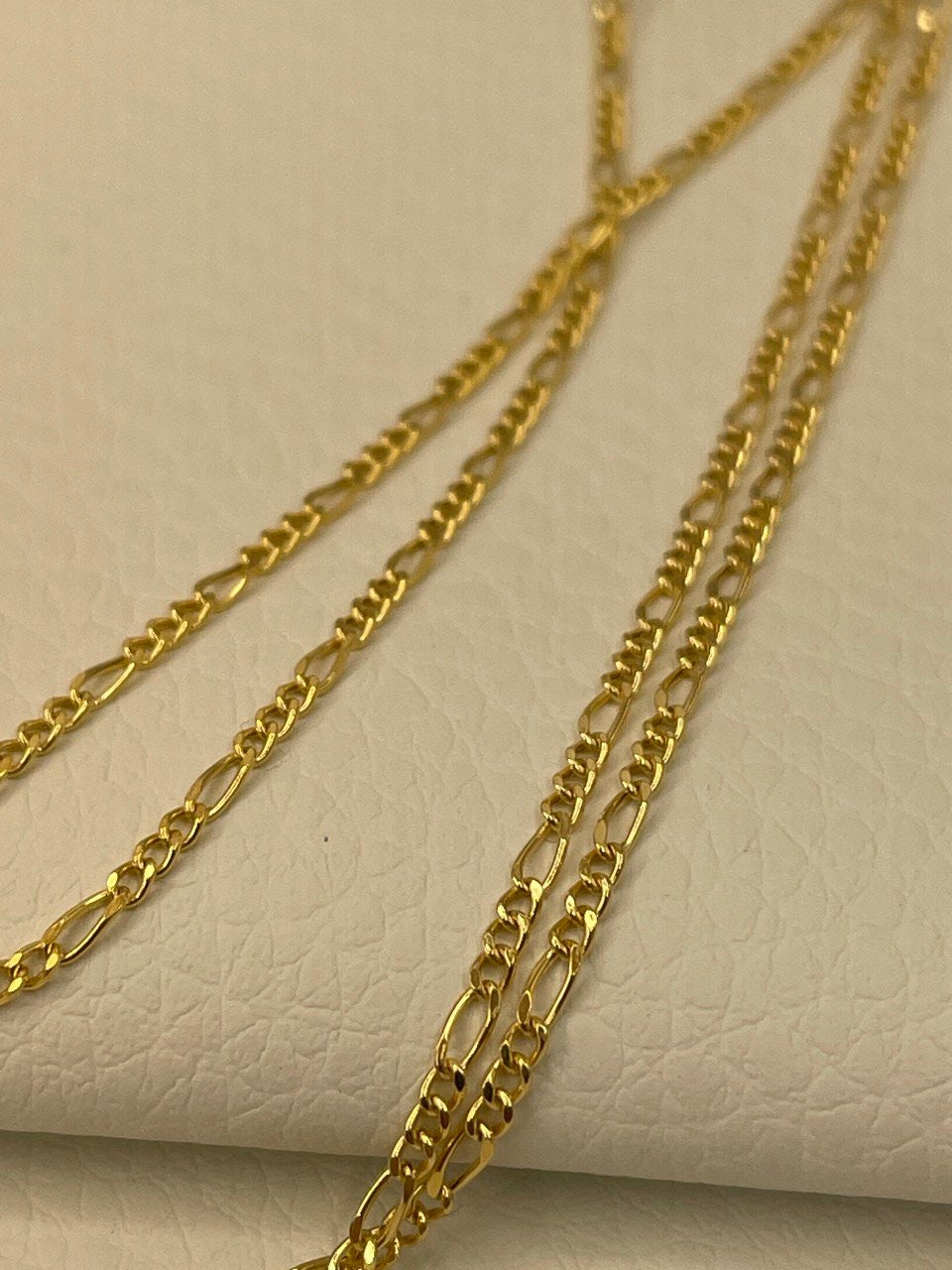 18K GOLD FIGARO NECKLACE Solid (1.5mm),Real Gold, Chain Necklace, Birthday Gift, Anniversary Gift, Christmas Gift,For Her,For Him.