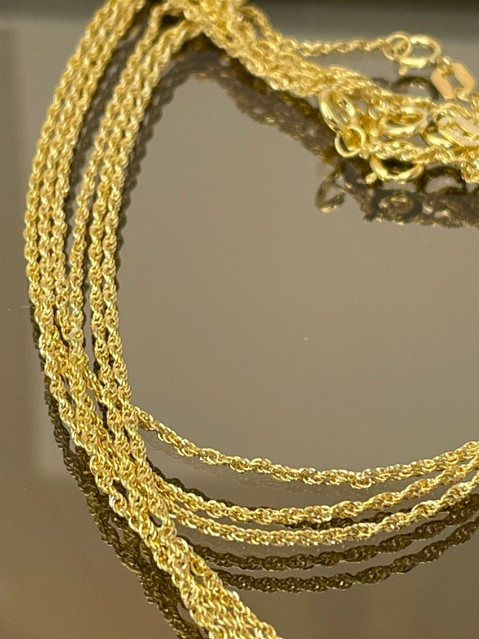 18K GOLD ROPE CHAIN(1mm)Necklace Chain,Real Gold,Necklace Chain,Birthday Gift,For Her,For Him,Christmas Gift,Anniversary Gift,Boyfriend Gift