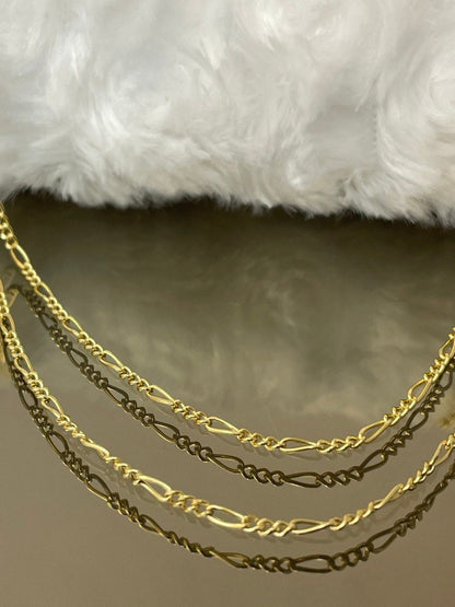 18K GOLD FIGARO NECKLACE (1.6mm),Real Gold,Figaro Chain Necklace,Birthday Gift,For Her,For Him,Christmas Gift,Anniversary Gift,gift for dad.