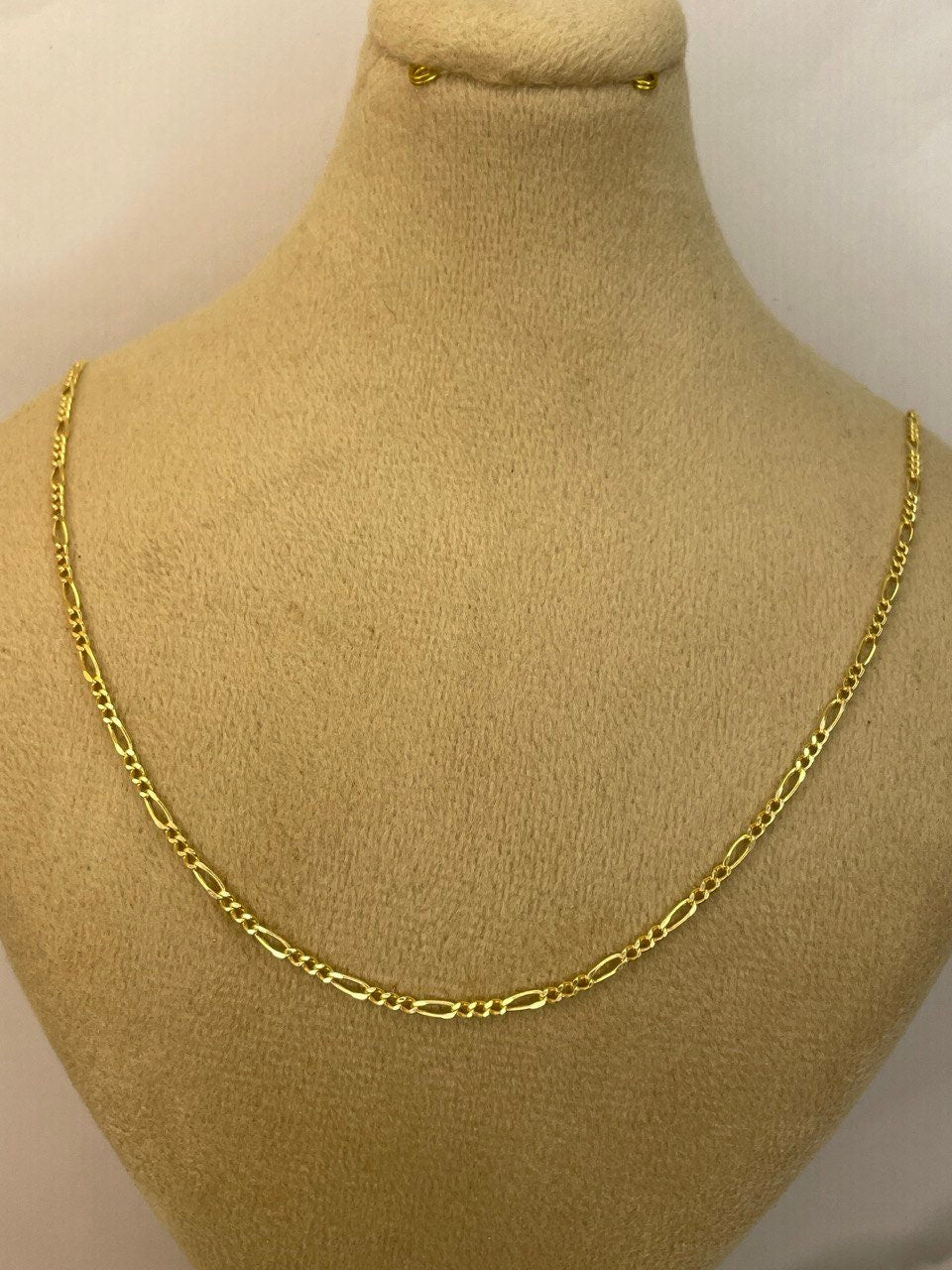 18K GOLD FIGARO NECKLACE (1.6mm),Real Gold,Figaro Chain Necklace,Birthday Gift,For Her,For Him,Christmas Gift,Anniversary Gift,gift for dad.