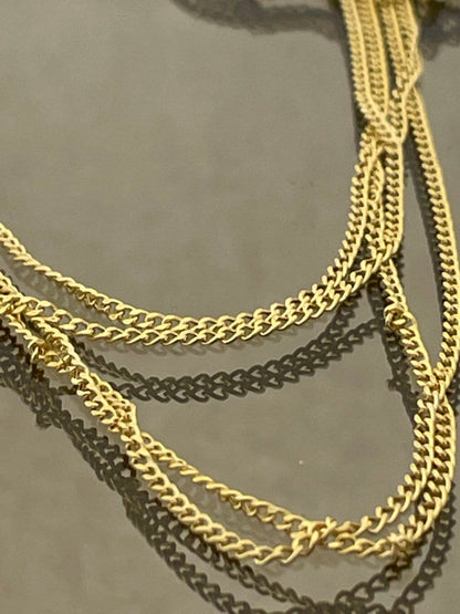 18K GOLD CURB NECKLACE (1mm),Real Gold,Solid Gold,For Him,For Her,Birthday Gift,Anniversary Gift,Gift For Dad,Gift For Mom.