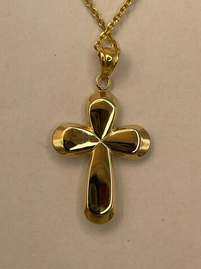 18k Gold Crucifix Necklace Real Gold,Bold Cross Pendant,Chic Christian Jewelry,Religious Gift, Gift for Seniors,Gift for Mom, Gift for Her.