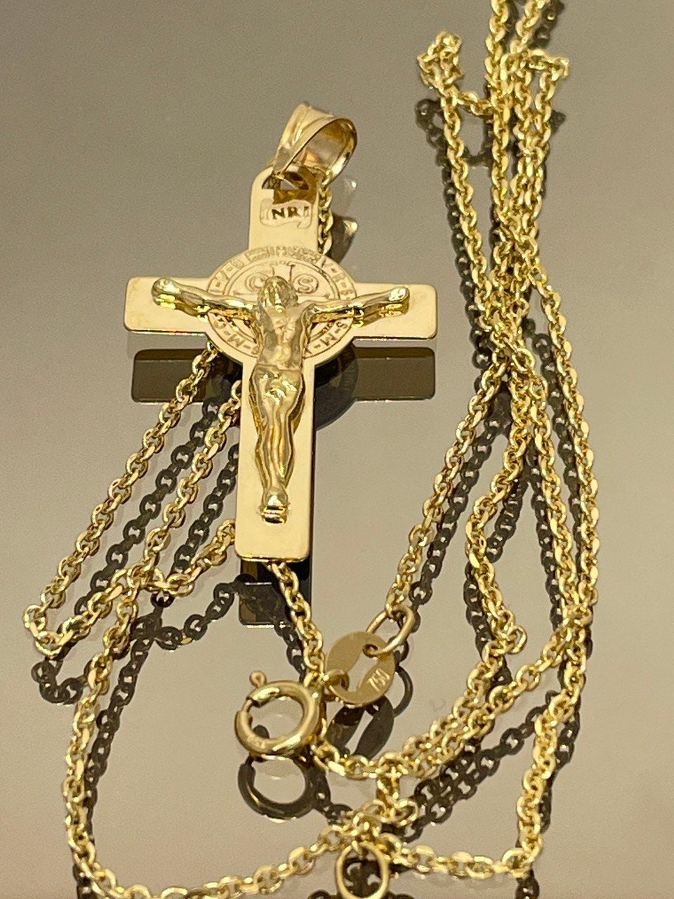 18K GOLD CROSS NECKLACE,Real Gold,Jesus Cross,Crucifix Necklace,For Her,For Him,Birthday Gift,CHristmas Gift,Gift For Dad,Gift For Mom.