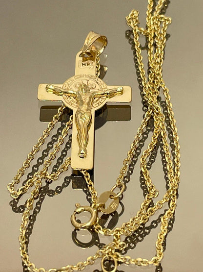 18K GOLD CROSS NECKLACE,Real Gold,Jesus Cross,Crucifix Necklace,For Her,For Him,Birthday Gift,CHristmas Gift,Gift For Dad,Gift For Mom.