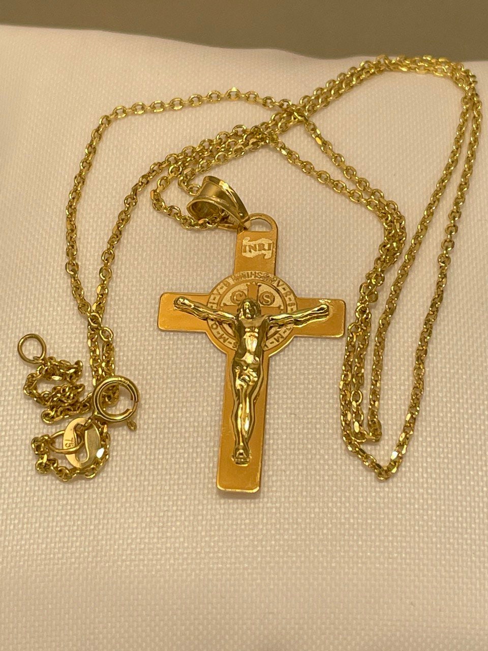 18K GOLD CROSS NECKLACE,Real Gold,Jesus Cross,Crucifix Necklace,For Her,For Him,Birthday Gift,CHristmas Gift,Gift For Dad,Gift For Mom.