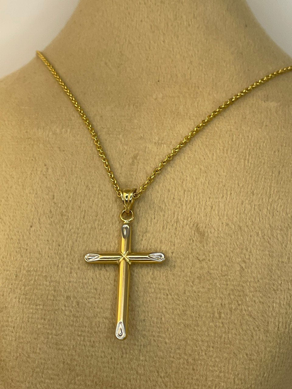 18K GOLD CROSS NECKLACE, Real Gold, Jesus Cross, Birthday Gift, For Him ,For Her, Anniversary Gift, Christmas Gift.
