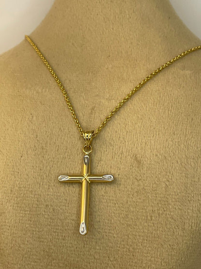 18K GOLD CROSS NECKLACE, Real Gold, Jesus Cross, Birthday Gift, For Him ,For Her, Anniversary Gift, Christmas Gift.