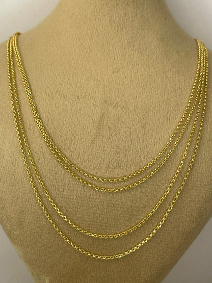 18K GOLD ROLO NECKLACE (1mm) ,Real Gold ,Birthday Gift,Christmas Gift,Anniversary Gift,For Him ,For Her.