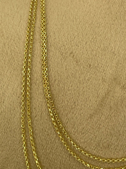 18K GOLD ROLO NECKLACE (1mm) ,Real Gold ,Birthday Gift,Christmas Gift,Anniversary Gift,For Him ,For Her.