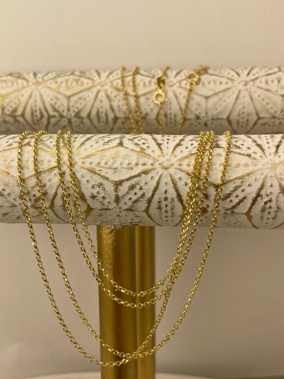 18K GOLD ROLO NECKLACE (1mm) ,Real Gold ,Birthday Gift,Christmas Gift,Anniversary Gift,For Him ,For Her.