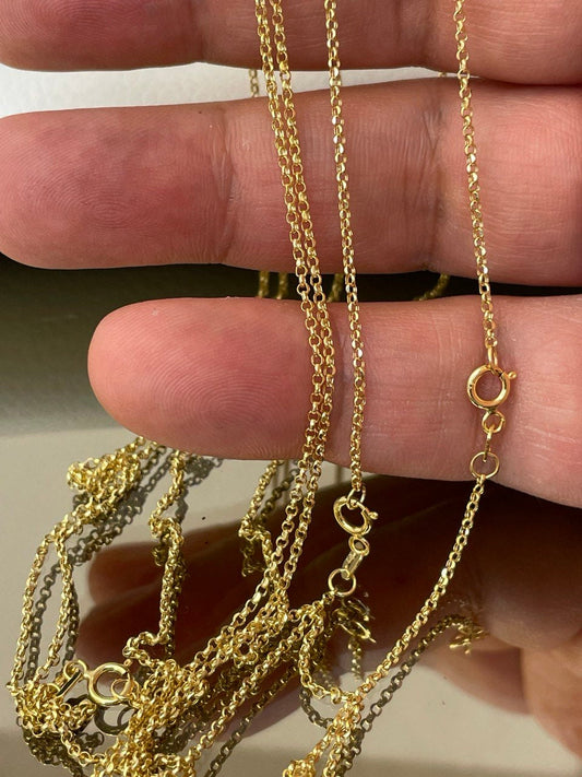18K GOLD ROLO NECKLACE (1mm) ,Real Gold ,Birthday Gift,Christmas Gift,Anniversary Gift,For Him ,For Her.