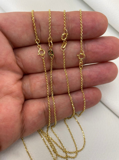 18K GOLD ROLO NECKLACE (1mm) ,Real Gold ,Birthday Gift,Christmas Gift,Anniversary Gift,For Him ,For Her.
