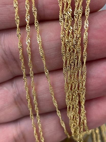 18K GOLD SINGAPORE CHAIN(1mm) Real Gold, Birthday Gift, Anniversary Gift, For Him, For Her, Christmas Gift, Boyfriend Gift, Girlfriend Gift.