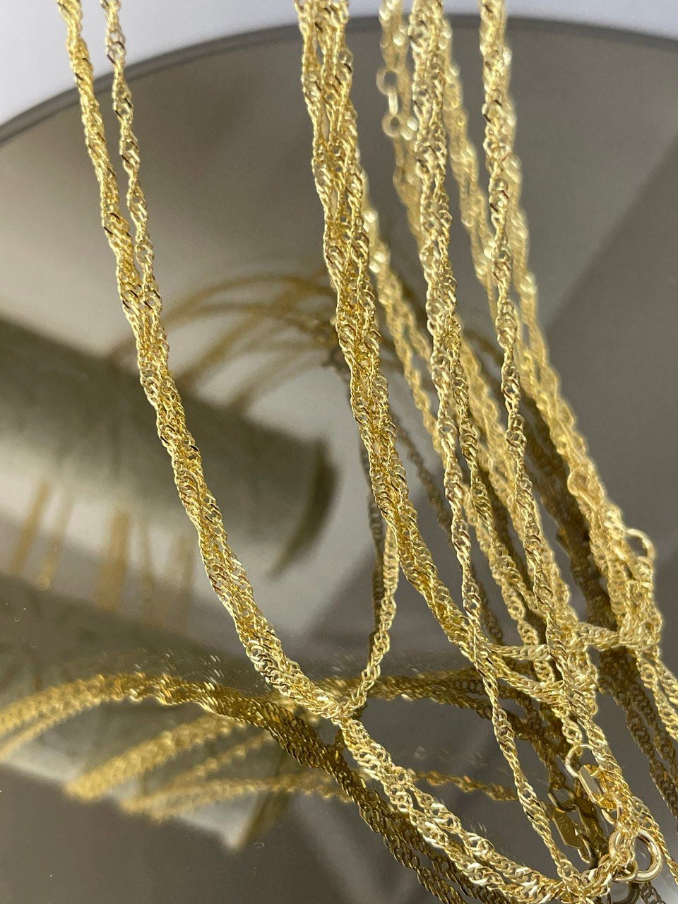 18K GOLD SINGAPORE CHAIN(1mm) Real Gold, Birthday Gift, Anniversary Gift, For Him, For Her, Christmas Gift, Boyfriend Gift, Girlfriend Gift.