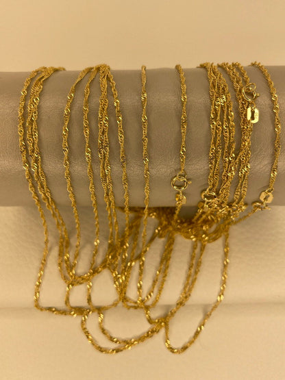 18K GOLD SINGAPORE CHAIN(1mm) Real Gold, Birthday Gift, Anniversary Gift, For Him, For Her, Christmas Gift, Boyfriend Gift, Girlfriend Gift.