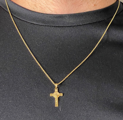 18K GOLD CROSS NECKLACE, Crucifix Necklace, Jesus Cross, Real Gold ,For Men ,For Women ,Birthday Gift, For Him ,For Her, Anniversary Gift.