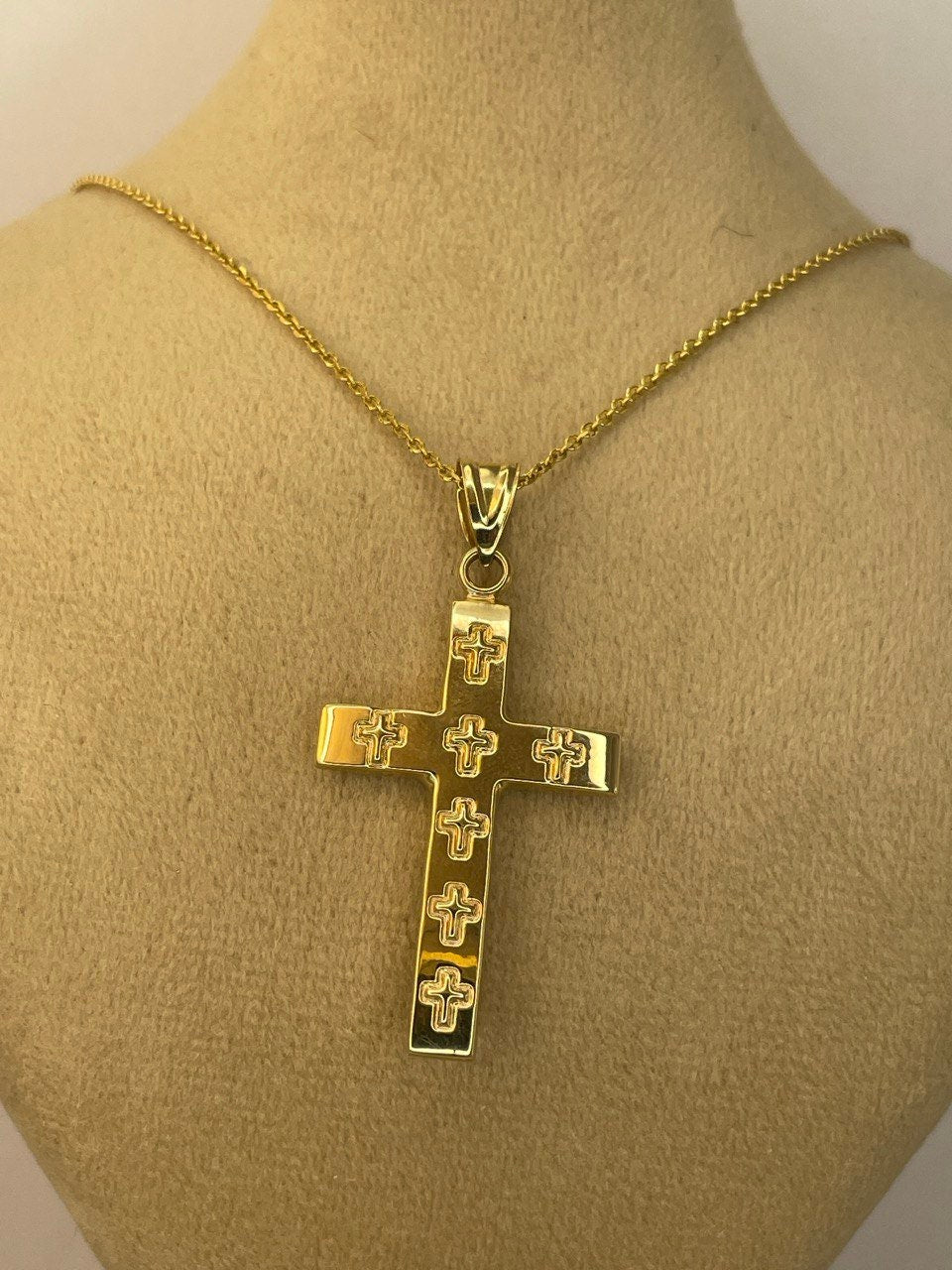 18K GOLD CROSS NECKLACE Jesus Cross,Real Gold,Birthday Gift,Christmas Gift,Anniversary Gift,For Her ,For Him, boyfriend Gift,girlfriend Gift