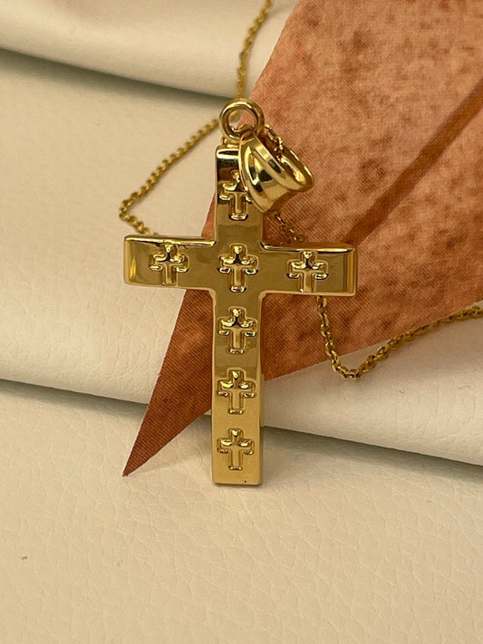 18K GOLD CROSS NECKLACE Jesus Cross,Real Gold,Birthday Gift,Christmas Gift,Anniversary Gift,For Her ,For Him, boyfriend Gift,girlfriend Gift