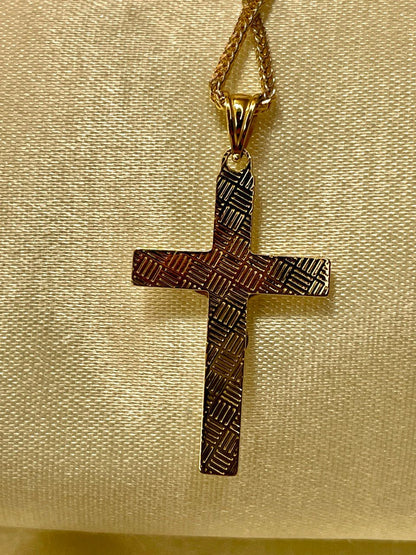 18K GOLD CROSS NECKLACE ,Jesus Cross,Real Gold,Franco Necklace Cross,crucifix Necklace,For Him,For Her,Birthday Gift,Christmas Gift.