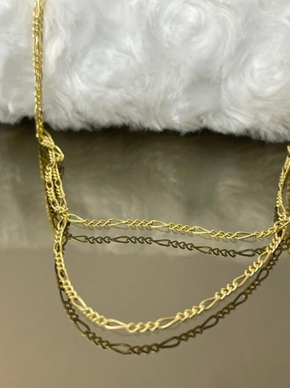 18K GOLD FIGARO NECKLACE (1.6mm),Real Gold,Figaro Chain Necklace,Birthday Gift,For Her,For Him,Christmas Gift,Anniversary Gift,gift for dad.