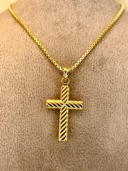 18K GOLD CROSS NECKLACE,Real Gold,Round Box,Birthday Gift,For Her,For Him,Christmas Gift,Anniversary Gift,Boyfriend Gift,Girlfriend Gift.