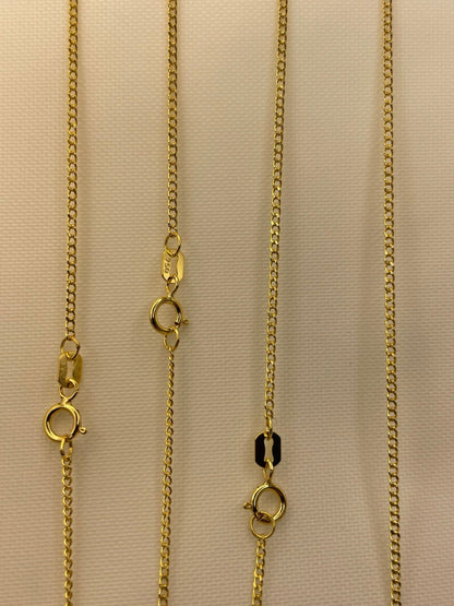 18K GOLD CURB NECKLACE (1mm),Real Gold,Solid Gold,For Him,For Her,Birthday Gift,Anniversary Gift,Gift For Dad,Gift For Mom.