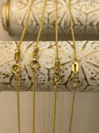 18K GOLD CURB NECKLACE (1mm),Real Gold,Solid Gold,For Him,For Her,Birthday Gift,Anniversary Gift,Gift For Dad,Gift For Mom.