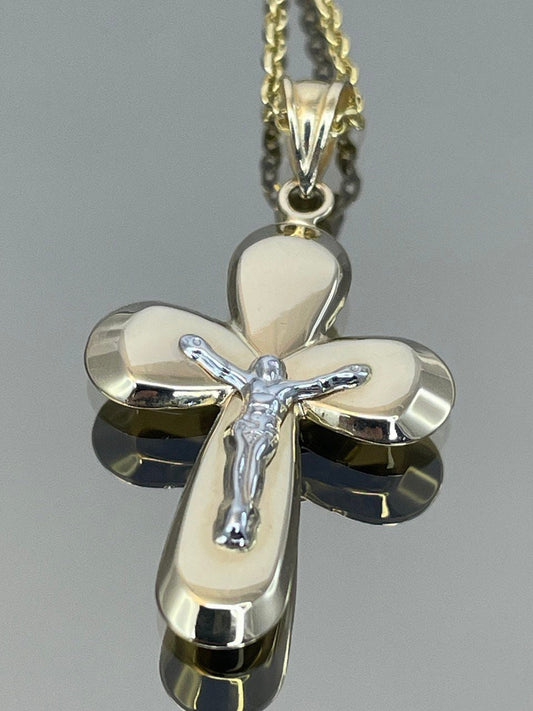 18k Gold Crucifix Necklace Real Gold,Bold Cross Pendant,Chic Christian Jewelry,Religious Gift, Gift for Seniors,Gift for Mom, Gift for Her.