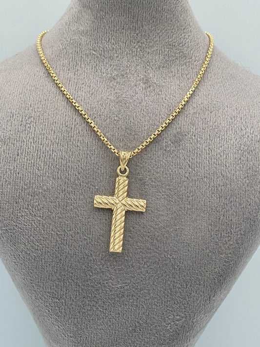 18K GOLD CROSS NECKLACE,Real Gold,Round Box,Birthday Gift,For Her,For Him,Christmas Gift,Anniversary Gift,Boyfriend Gift,Girlfriend Gift.