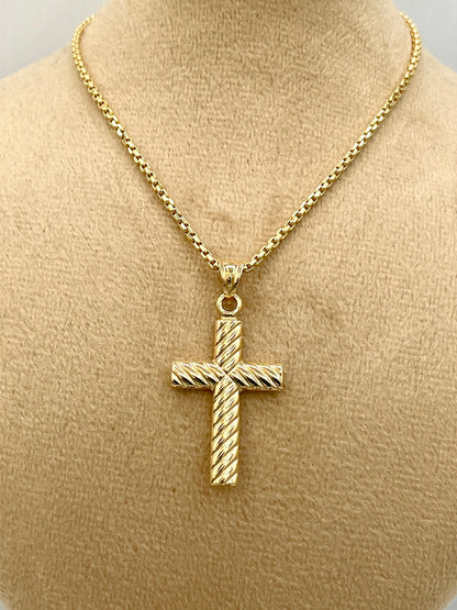 18K GOLD CROSS NECKLACE,Real Gold,Round Box,Birthday Gift,For Her,For Him,Christmas Gift,Anniversary Gift,Boyfriend Gift,Girlfriend Gift.