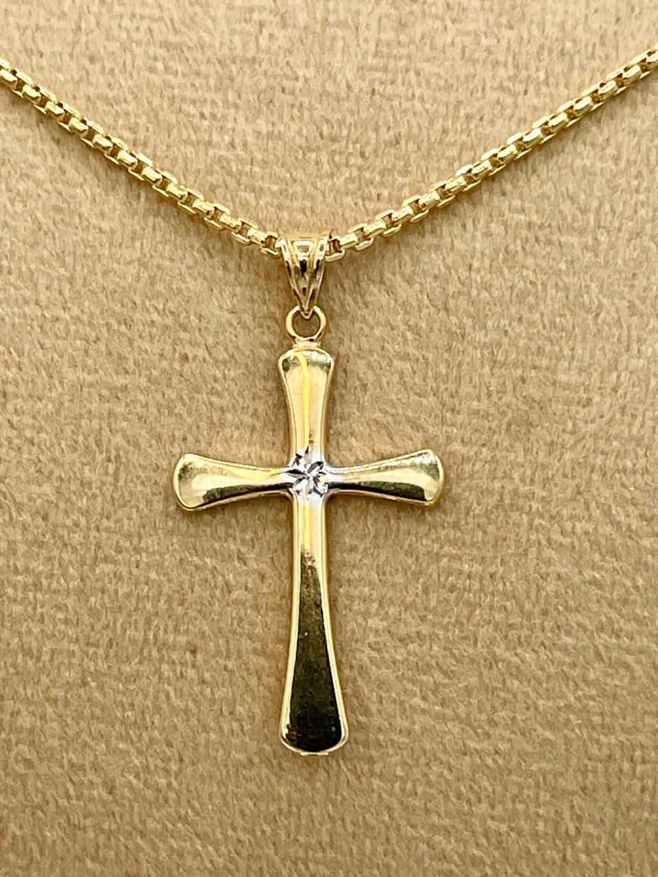 18K GOLD CROSS NECKLACE,Real Gold,Round Box Necklace Chain,fOR Him,For Her,Birthday Gift,Cristmas Gift,Gift For Dad,Gift For Mom.