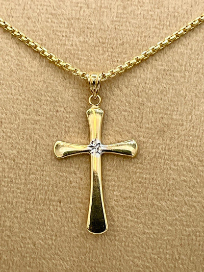 18K GOLD CROSS NECKLACE,Real Gold,Round Box Necklace Chain,fOR Him,For Her,Birthday Gift,Cristmas Gift,Gift For Dad,Gift For Mom.