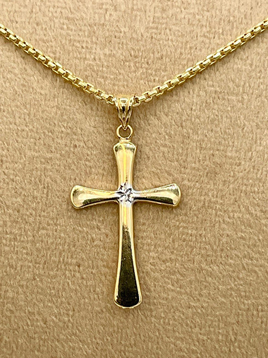 18K GOLD CROSS NECKLACE,Real Gold,Round Box Necklace Chain,fOR Him,For Her,Birthday Gift,Cristmas Gift,Gift For Dad,Gift For Mom.
