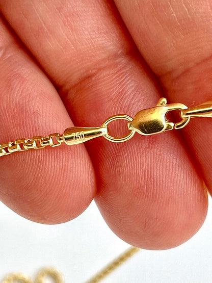 18K GOLD CROSS NECKLACE,Real Gold,Round Box Necklace Chain,fOR Him,For Her,Birthday Gift,Cristmas Gift,Gift For Dad,Gift For Mom.