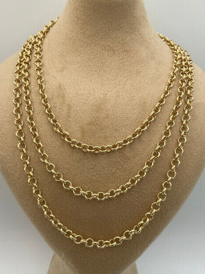 18K GOLD ROLO (5mm)NECKLACE,Real Gold,Birthday Gift,Christmas Gift,For Her,For Him,Gift For Dad,Gift For Mom,Style Necklace Chain.
