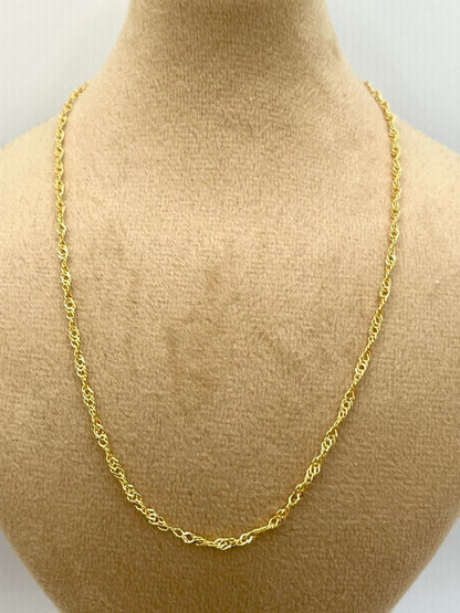 18K GOLD SINGAPORE(2mm) NECKLACE Chain,Real Gold,Birthday Gift,For Her,For Him,Anniversary Gift,Valentine Gift,Christmas Gift,Gift For Dad.