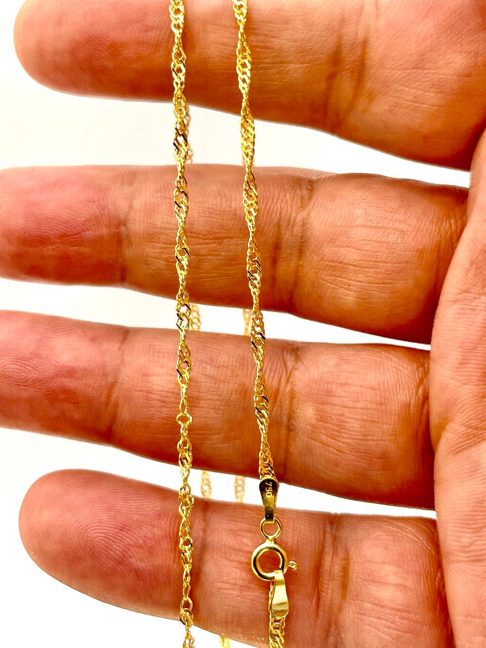 18K GOLD SINGAPORE(2mm) NECKLACE Chain,Real Gold,Birthday Gift,For Her,For Him,Anniversary Gift,Valentine Gift,Christmas Gift,Gift For Dad.