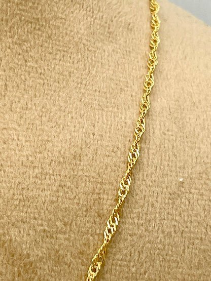 18K GOLD SINGAPORE(2mm) NECKLACE Chain,Real Gold,Birthday Gift,For Her,For Him,Anniversary Gift,Valentine Gift,Christmas Gift,Gift For Dad.