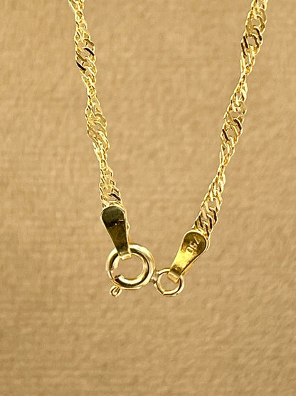 18K GOLD SINGAPORE(2mm) NECKLACE Chain,Real Gold,Birthday Gift,For Her,For Him,Anniversary Gift,Valentine Gift,Christmas Gift,Gift For Dad.