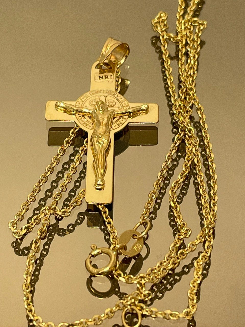 18K GOLD CROSS NECKLACE,Real Gold,Jesus Cross,Crucifix Necklace,For Her,For Him,Birthday Gift,CHristmas Gift,Gift For Dad,Gift For Mom.