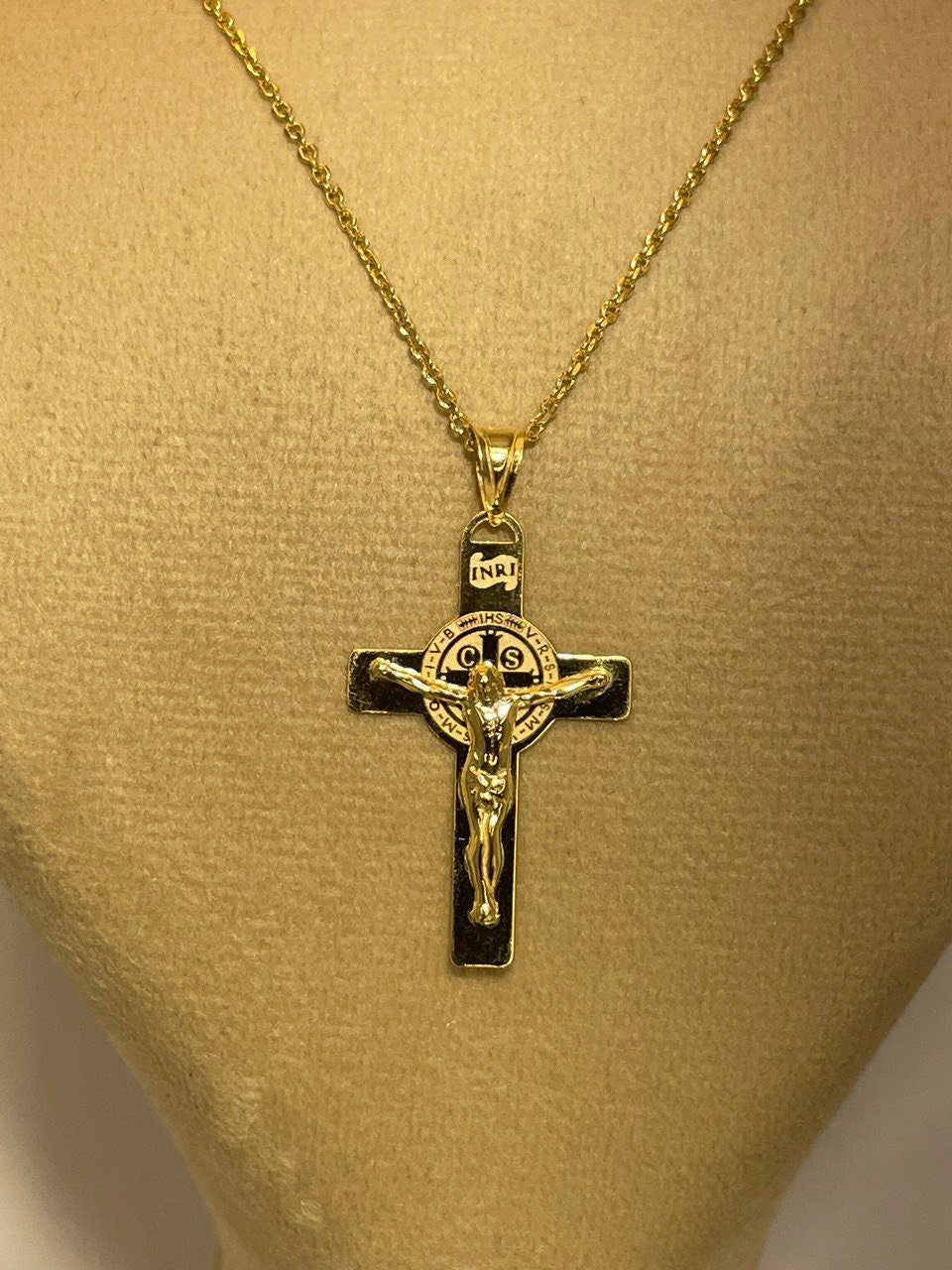 18K GOLD CROSS NECKLACE,Real Gold,Jesus Cross,Crucifix Necklace,For Her,For Him,Birthday Gift,CHristmas Gift,Gift For Dad,Gift For Mom.