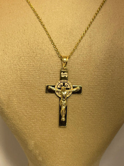 18K GOLD CROSS NECKLACE,Real Gold,Jesus Cross,Crucifix Necklace,For Her,For Him,Birthday Gift,CHristmas Gift,Gift For Dad,Gift For Mom.