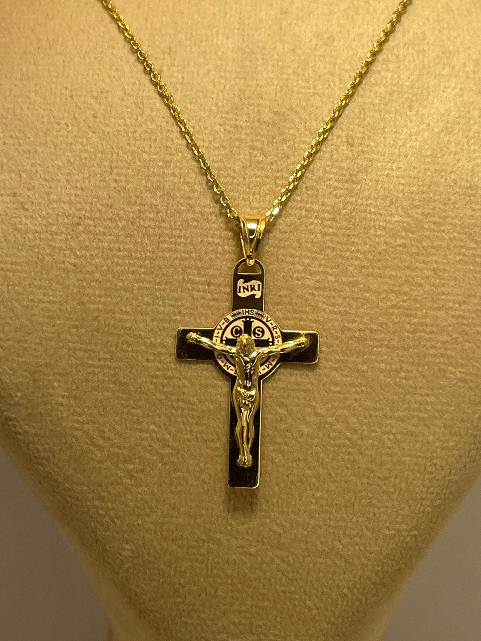 18K GOLD CROSS NECKLACE,Real Gold,Jesus Cross,Crucifix Necklace,For Her,For Him,Birthday Gift,CHristmas Gift,Gift For Dad,Gift For Mom.