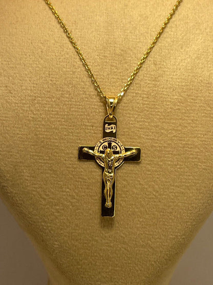 18K GOLD CROSS NECKLACE,Real Gold,Jesus Cross,Crucifix Necklace,For Her,For Him,Birthday Gift,CHristmas Gift,Gift For Dad,Gift For Mom.