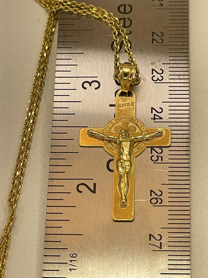 18K GOLD CROSS NECKLACE,Real Gold,Jesus Cross,Crucifix Necklace,For Her,For Him,Birthday Gift,CHristmas Gift,Gift For Dad,Gift For Mom.