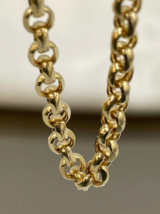 18K GOLD ROLO(3.5mm) NECKLACE Chain,Solid Gold,Real Gold,Diamond Cut,For Her,For Him,Birthday Gift,Christmas Gift,Boyfriend Gift.